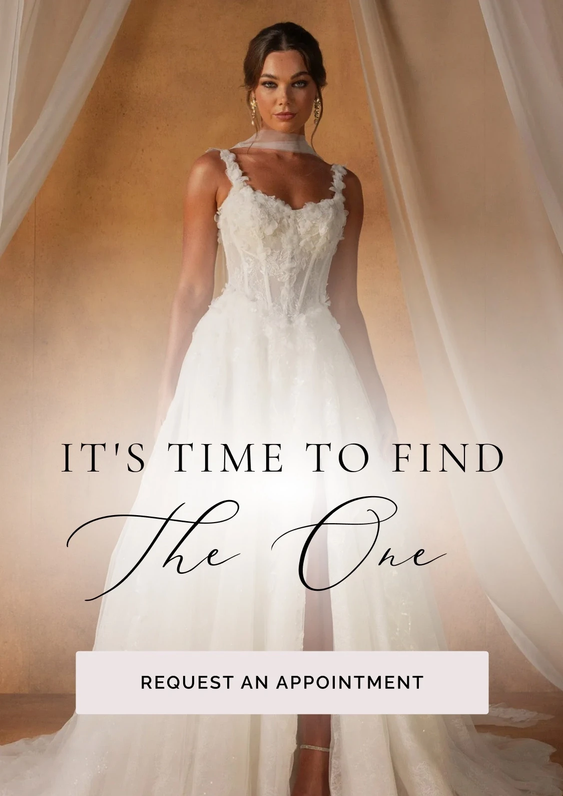 Models wearing Madi Lane bridal dress, mobile banner